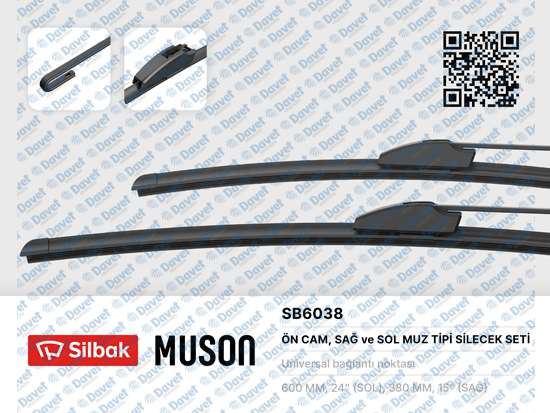 SILBAK SB6038 Silecek Supurgesi Tk 600/380mm (Muz Tipi) Civic Euro 01-05  ####